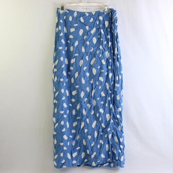 Reformation Blue and White Spotted Midi Wrap Skirt Women's Size 2
