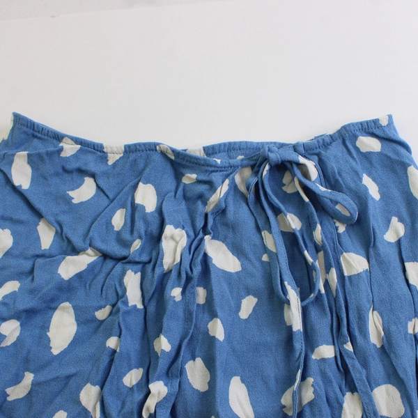 Reformation Blue and White Spotted Midi Wrap Skirt Women's Size 2