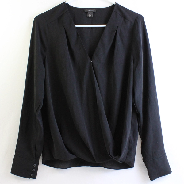 Halogen Black V-Neck Blouse Women's Size XS