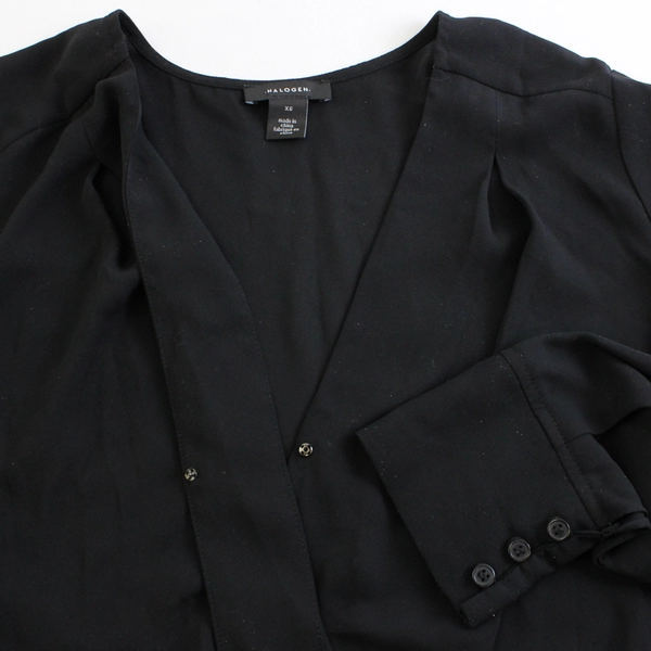 Halogen Black V-Neck Blouse Women's Size XS