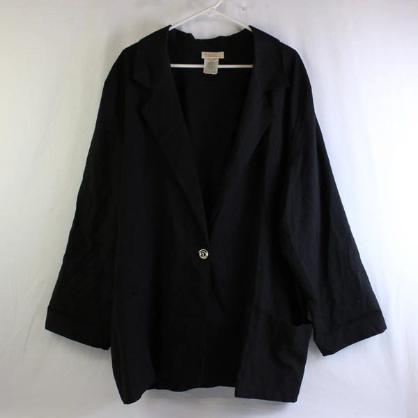 Roaman's Black Button-Front Blazer Women's Size 3X FLAWED