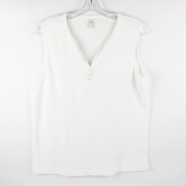 Jones Sport Women's XXL White V-Neck Tank Top 100% Cotton