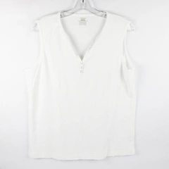 Jones Sport Women's XXL White V-Neck Tank Top 100% Cotton
