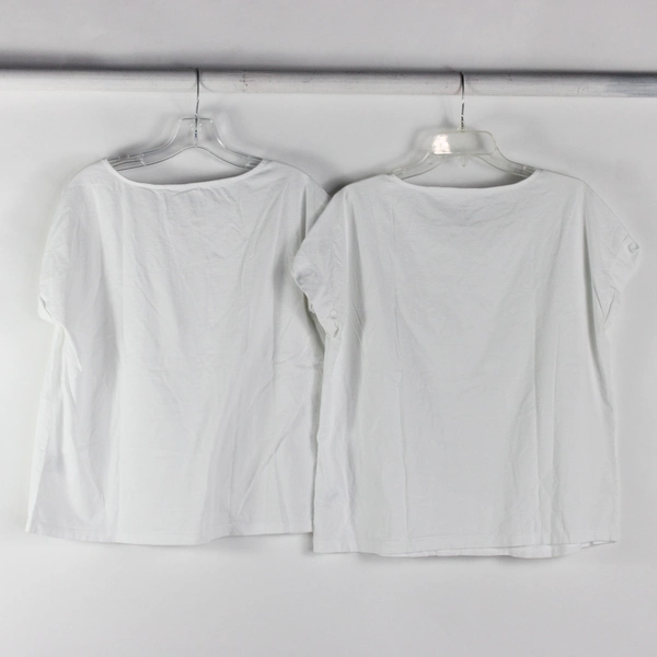 Lot of 2 Lands' End Women's XL/P White 100% Cotton T-Shirts