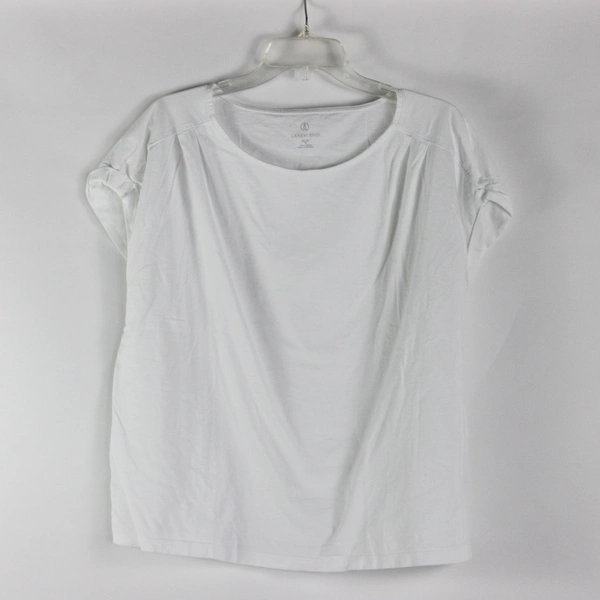 Lot of 2 Lands' End Women's XL/P White 100% Cotton T-Shirts