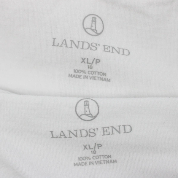Lot of 2 Lands' End Women's XL/P White 100% Cotton T-Shirts