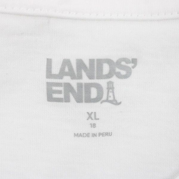 Lands' End Women's XL Cap Sleeve White T-Shirt 100% Cotton