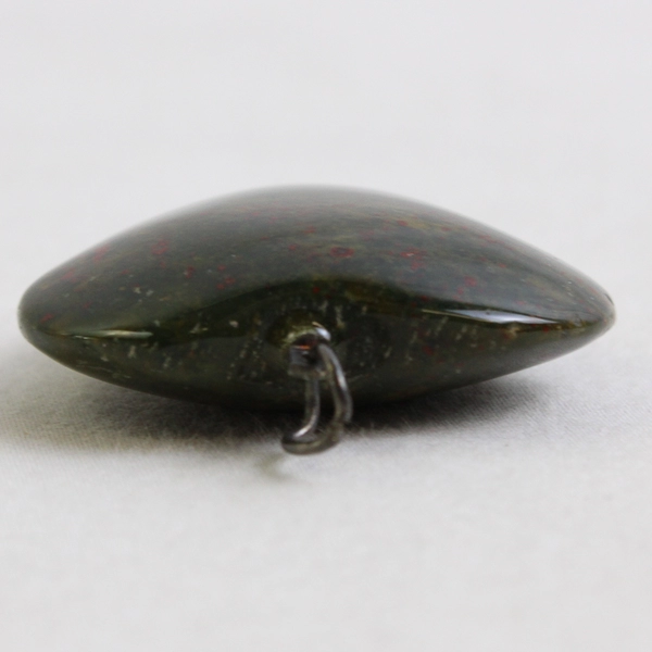 Polished Heart-Shaped Bloodstone Pendant 1.5"