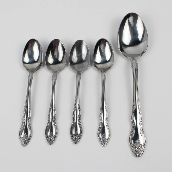 Lot Of 5 Oneida Silver Malmaison (Stainless) Flatware Serving Spoon 4 Teaspoons