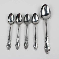 Lot Of 5 Oneida Silver Malmaison (Stainless) Flatware Serving Spoon 4 Teaspoons