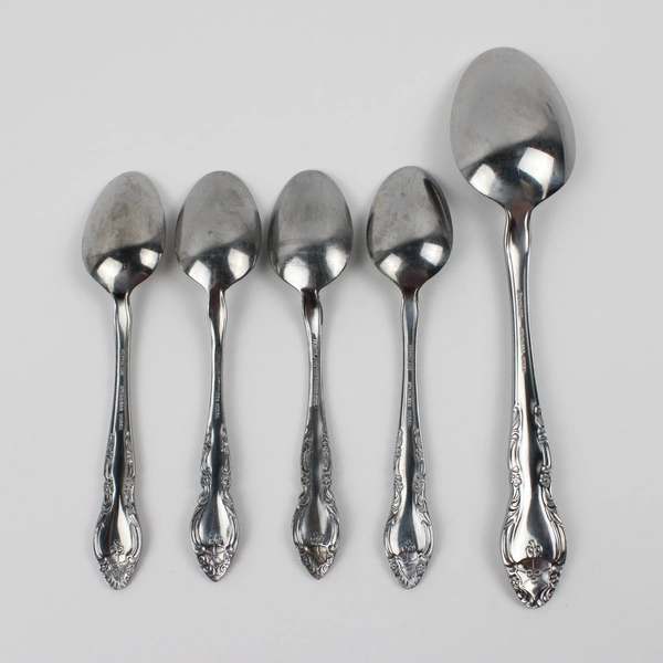Lot Of 5 Oneida Silver Malmaison (Stainless) Flatware Serving Spoon 4 Teaspoons