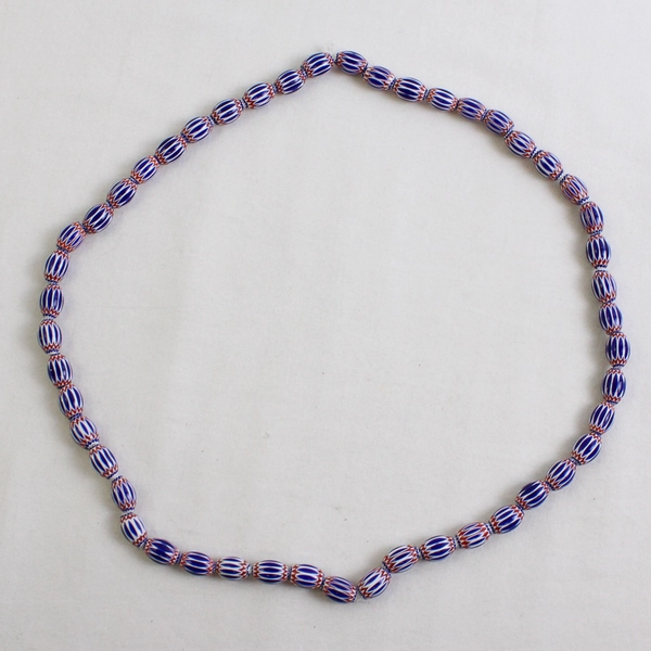 Venetian-Style Chevron Glass Beaded Necklace 13"