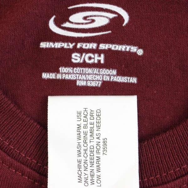 Simply For Sports Maroon Red T-Shirt Men's Size Small FLAWED