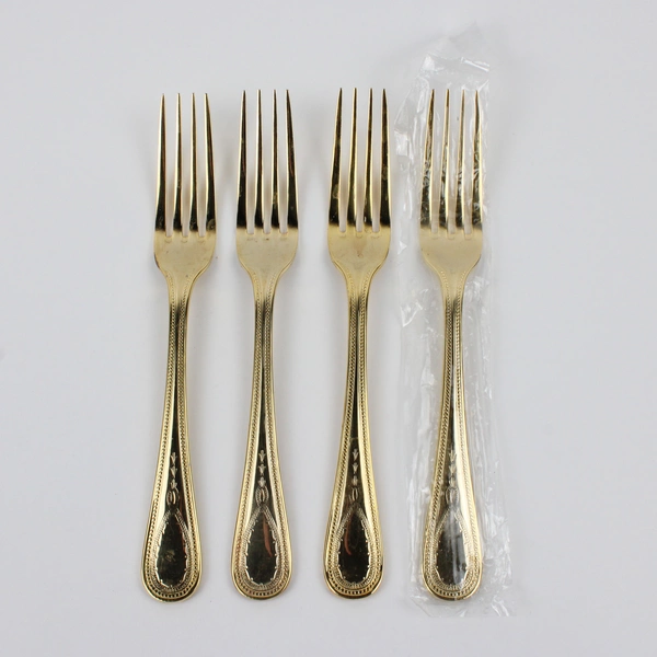 Lot Of 4 Towle Silver Gold Bateman (Gold Electroplate) Flatware Dinner Forks 8"
