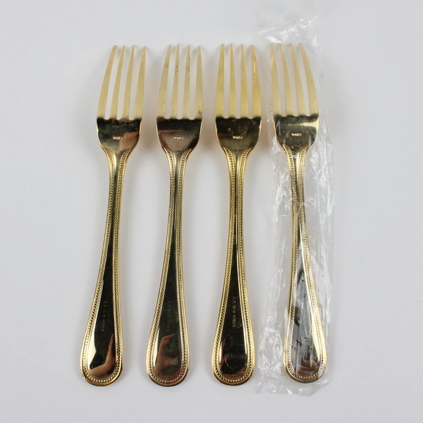 Lot Of 4 Towle Silver Gold Bateman (Gold Electroplate) Flatware Dinner Forks 8"