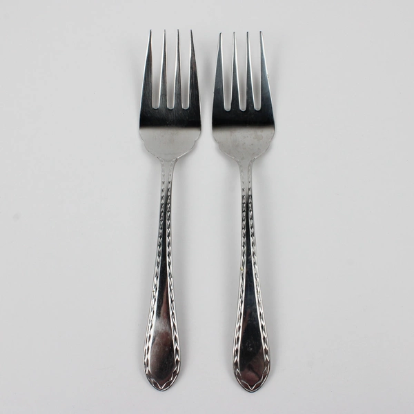 Lot Of 2 Towle Silver Diamond Antique-Gloss (Stainless) Serving Forks 9.25" Long