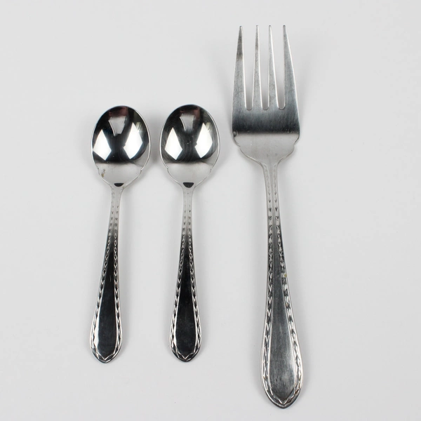 Lot Of 3 Towle Silver Diamond Antique-Gloss (Stainless) Serving Fork 2 Spoons