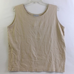 Nell Flowers by J.G. Hook Beige Cotton Tank Top Women's Size Large FLAWED