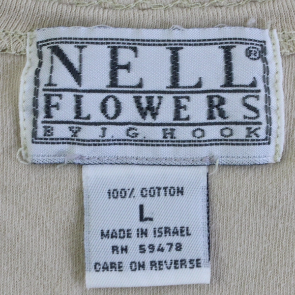 Nell Flowers by J.G. Hook Beige Cotton Tank Top Women's Size Large FLAWED