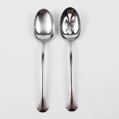 Lot Of 2 Towle Silver Exeter (Stainless) Flatware Serving Spoon Pierced/Solid 