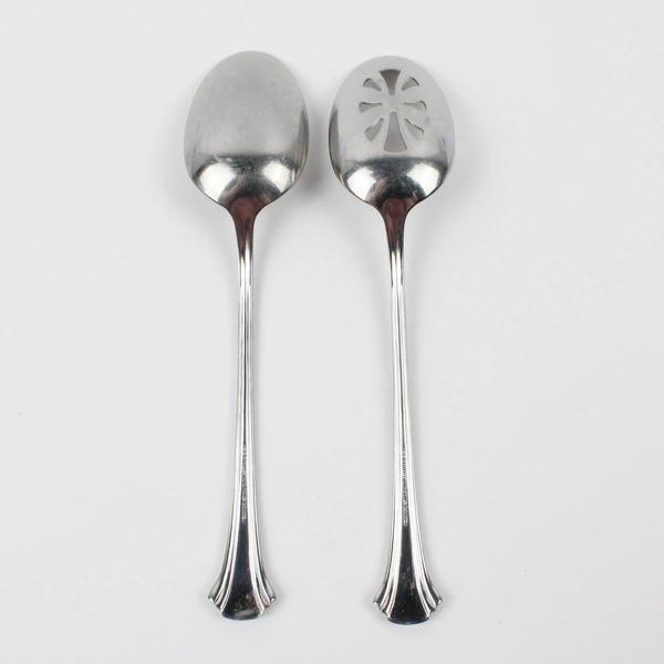 Lot Of 2 Towle Silver Exeter (Stainless) Flatware Serving Spoon Pierced/Solid 