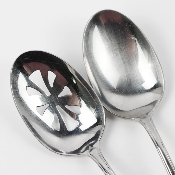 Lot Of 2 Towle Silver Exeter (Stainless) Flatware Serving Spoon Pierced/Solid 