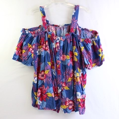 Woman Within Multicolor Floral Cold Shoulder Top Women's Size 1X 22/24