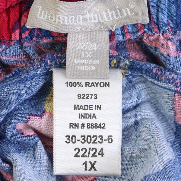 Woman Within Multicolor Floral Cold Shoulder Top Women's Size 1X 22/24