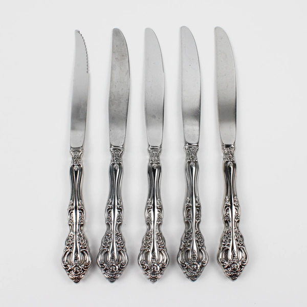 Lot Of 5 Oneida Silver Brahms (Stainless) Flatware Dinner Knives Steak Knives