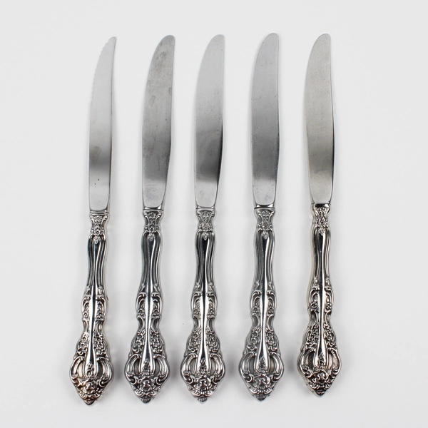 Lot Of 5 Oneida Silver Brahms (Stainless) Flatware Dinner Knives Steak Knives