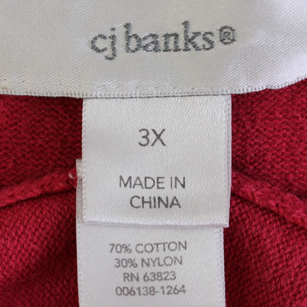CJ Banks Red Cotton Blend Knit Tank Top Women's Size 3X