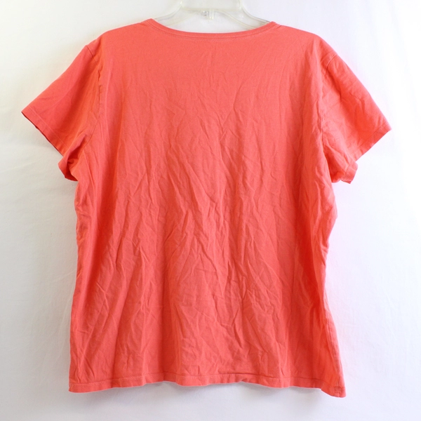 Life Is Good Coral Pink V-Neck T-Shirt Women's Size XL FLAWED