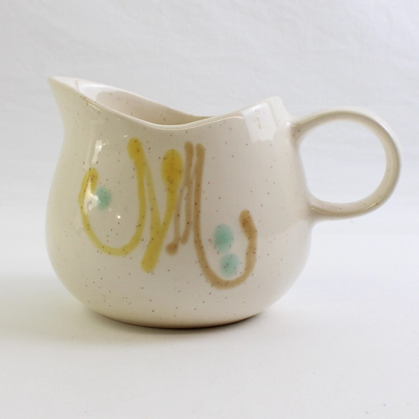 Vintage Vernonware Kilns Ceramic Pouring Jug USA Made Speckled Design 6" Wide