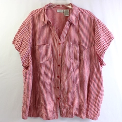 White Stag Red and White Gingham Short-Sleeve Button-Up Women's Size 4X