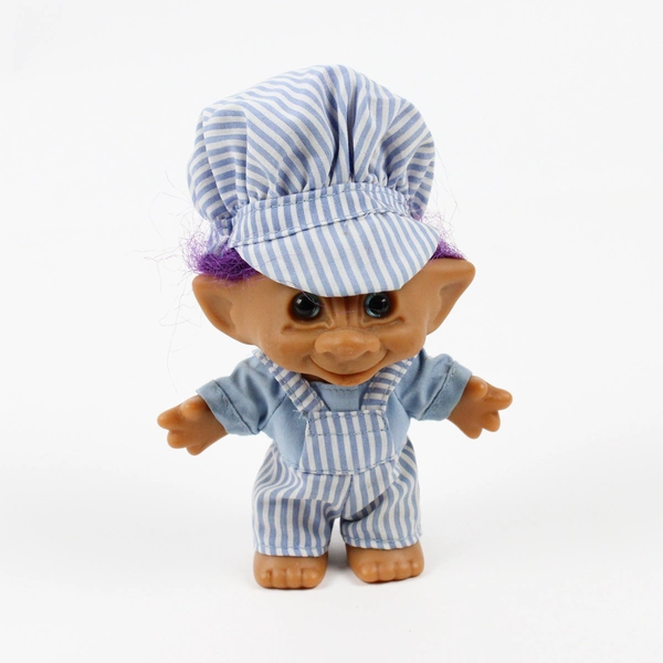 Ace Novelty Treasure Troll Doll Heart Wishstone Train Conductor Railroad Purple