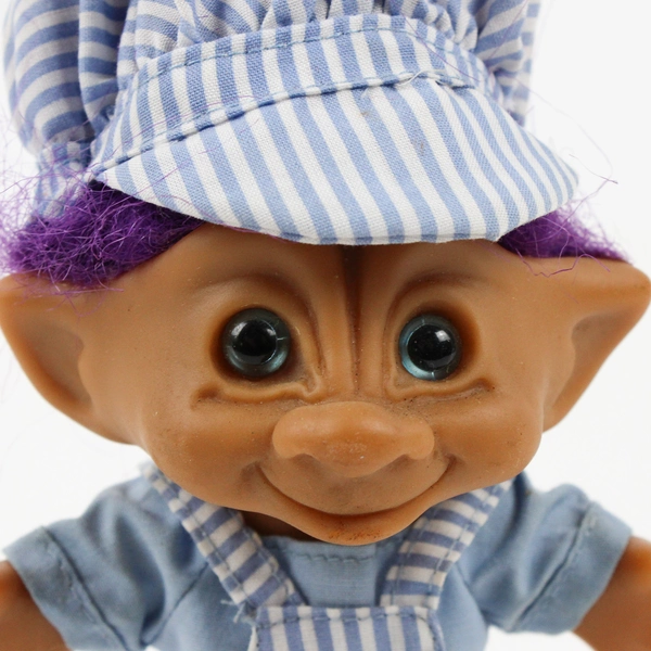 Ace Novelty Treasure Troll Doll Heart Wishstone Train Conductor Railroad Purple