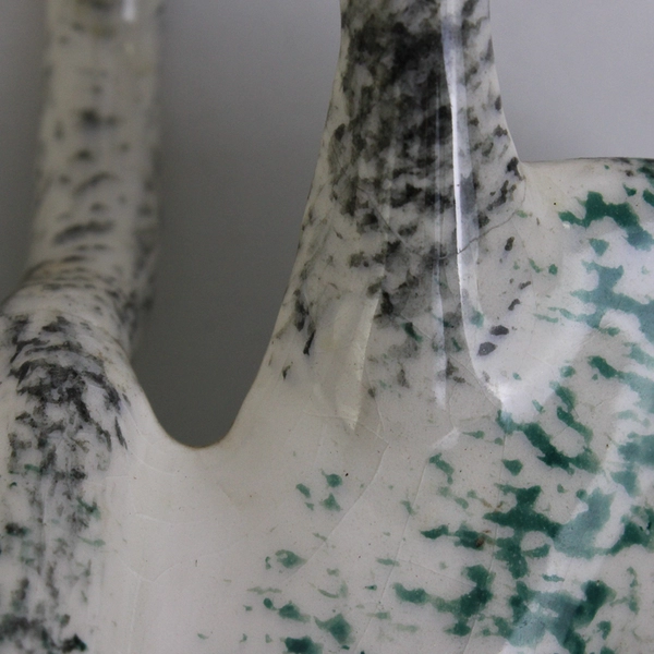 Retro Speckle Glazed Green Leaf Dish Signed by Burt Correll 1960