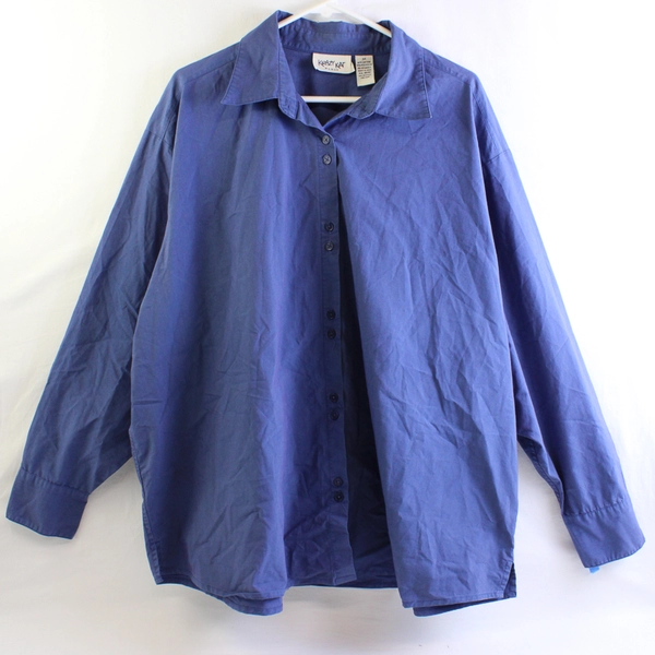 Krazy Kat Blue Long-Sleeve Button-Up Women's Size 3X