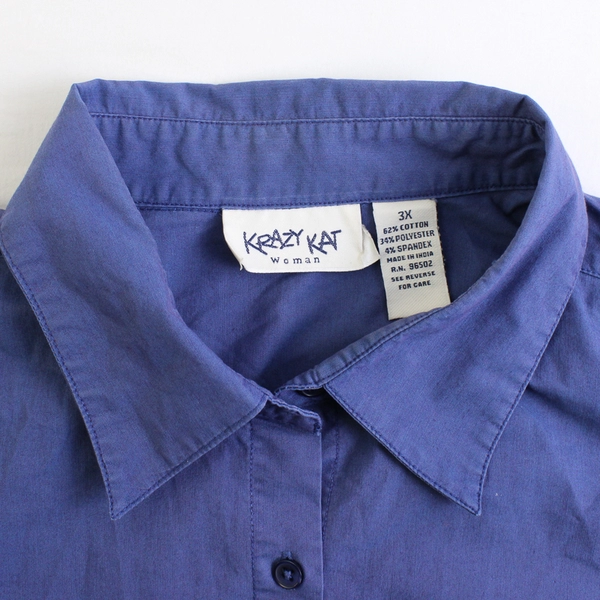 Krazy Kat Blue Long-Sleeve Button-Up Women's Size 3X