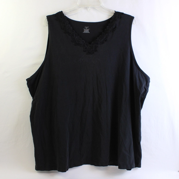 CJ Banks Black Cotton Blend V-Neck Tank Top Women's Size 3X