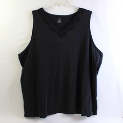 CJ Banks Black Cotton Blend V-Neck Tank Top Women's Size 3X