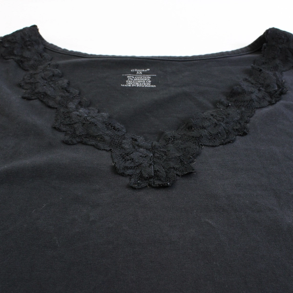 CJ Banks Black Cotton Blend V-Neck Tank Top Women's Size 3X