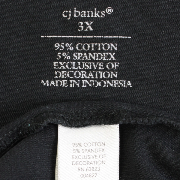 CJ Banks Black Cotton Blend V-Neck Tank Top Women's Size 3X