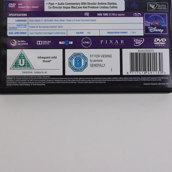 Finding Dory DVD Disney Pixar 2016
