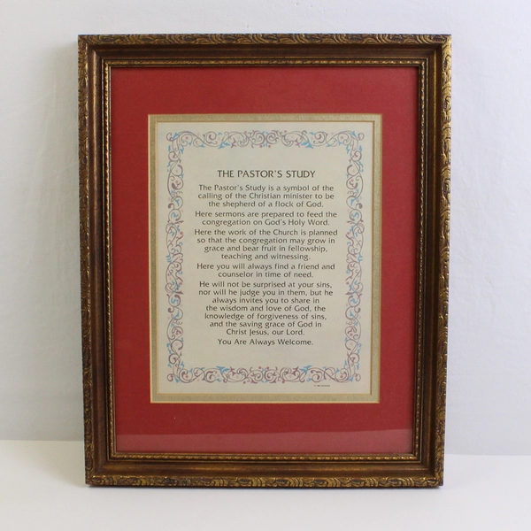 Dicksons Framed The Pastor's Study 1984 Framed Christian Passage 12.5" x 15.5"