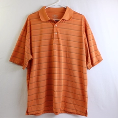 PGA Tour Orange Horizontal Stripped Short Sleeve Polo Shirt Men's Size XL
