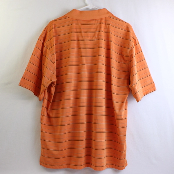 PGA Tour Orange Horizontal Stripped Short Sleeve Polo Shirt Men's Size XL