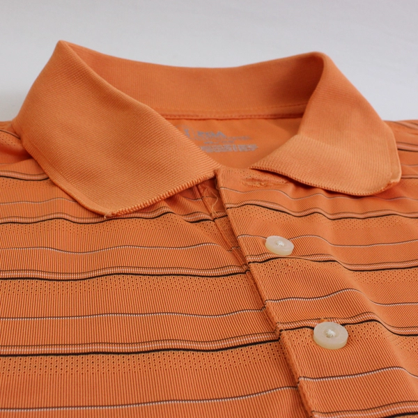 PGA Tour Orange Horizontal Stripped Short Sleeve Polo Shirt Men's Size XL