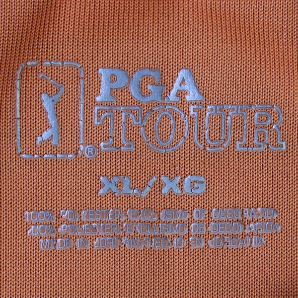 PGA Tour Orange Horizontal Stripped Short Sleeve Polo Shirt Men's Size XL