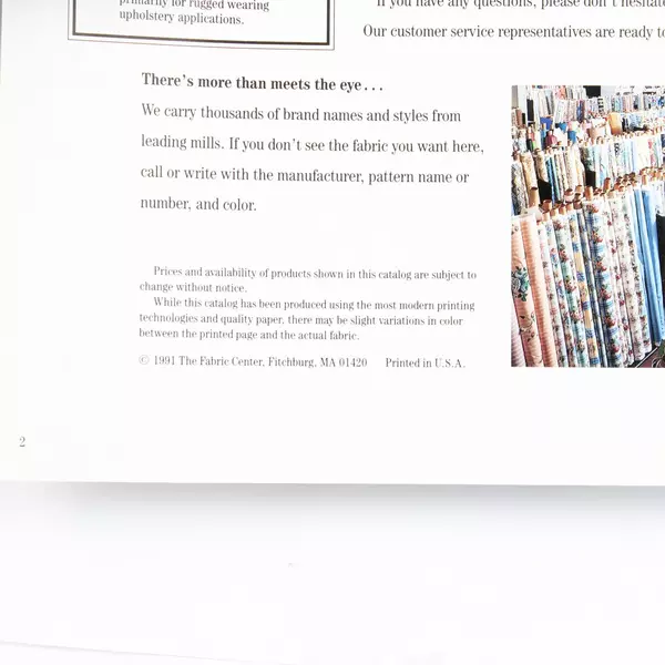 Lot of 2 The Fabric Center Catalogs 1991 & Spring/Summer 1994 Paperback